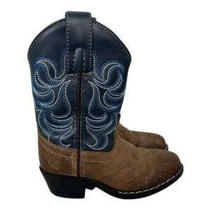 CODY JAMES BOYS' HOLT TWO-TONE EMBROIDERED WESTERN BOOTS - ROUND TOE size 9
